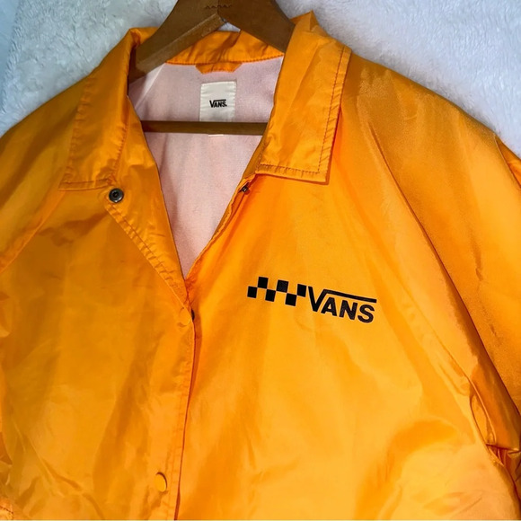 Vans Thanks Coach Jacket Windbreaker Women’s M  Yellow Checkerboard Waterproof - Picture 3 of 7